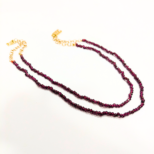 Garnet 2-Line Stone Mala - 15 Inches Necklace - Anjoriya Jewels