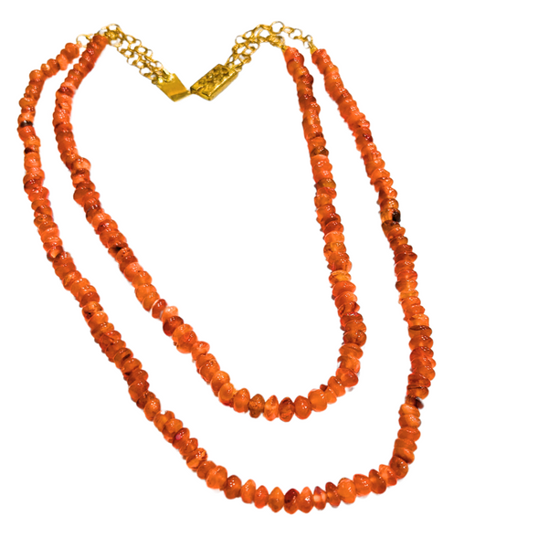 Carnelian 2-Line Stone Mala - 15 Inches Necklace - Anjoriya Jewels