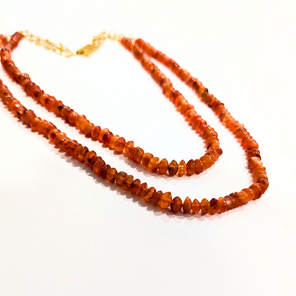 Carnelian 2-Line Stone Mala - 15 Inches Necklace - Anjoriya Jewels