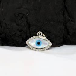 Evil Eye 925 Sterling Silver CZ Charm Pendant - Anjoriya Jewels