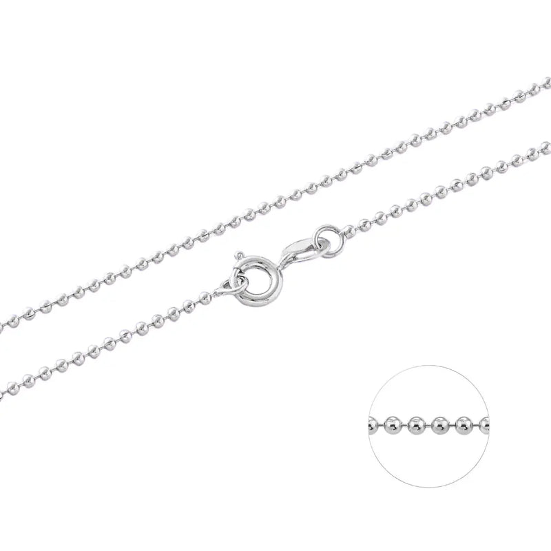 925 Sterling Silver Ball Bead Chain Necklace, 18 inches finished chain, silver chain, dainty everyday chain Italian Silver Necklace - Anjoriya Jewels