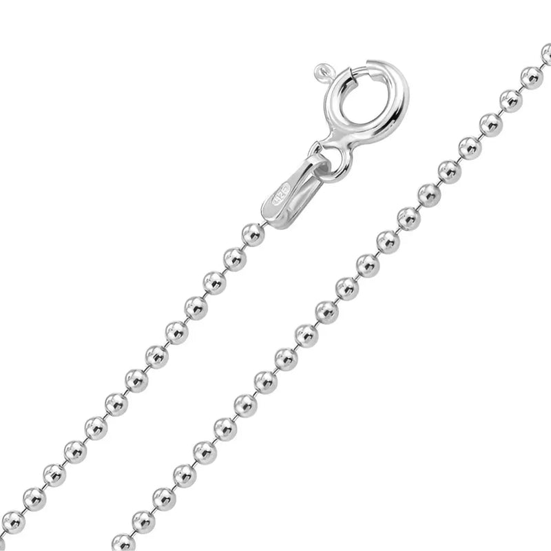 925 Sterling Silver Ball Bead Chain Necklace, 18 inches finished chain, silver chain, dainty everyday chain Italian Silver Necklace - Anjoriya Jewels