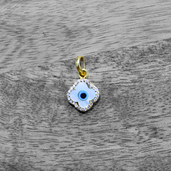 Evil Eye 925 Sterling Silver Clover Pendant - Anjoriya Jewels