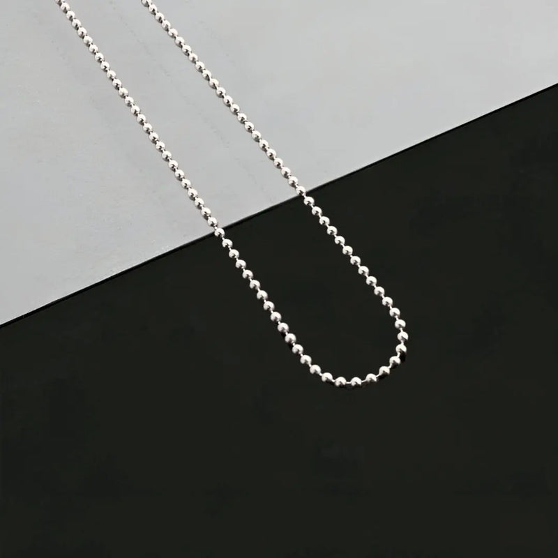 925 Sterling Silver Ball Bead Chain Necklace, 18 inches finished chain, silver chain, dainty everyday chain Italian Silver Necklace - Anjoriya Jewels