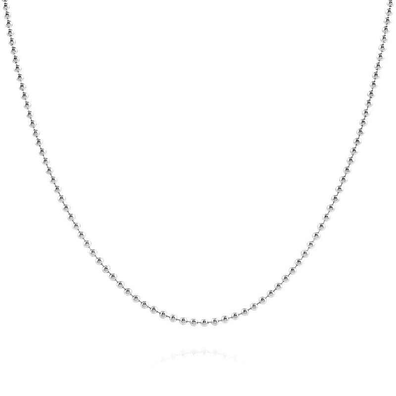 925 Sterling Silver Ball Bead Chain Necklace, 18 inches finished chain, silver chain, dainty everyday chain Italian Silver Necklace - Anjoriya Jewels