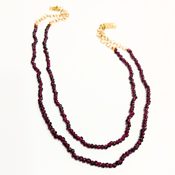 Garnet 2-Line Stone Mala - 15 Inches Necklace - Anjoriya Jewels