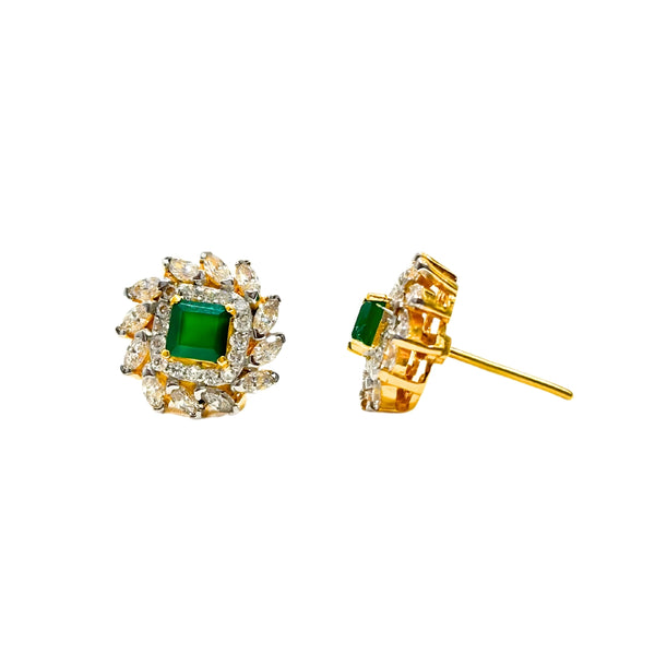 Green onyx Swarovski Marquise Stud Earrings