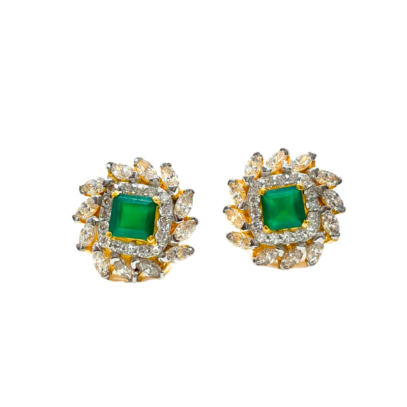 Green onyx Swarovski Marquise Stud Earrings