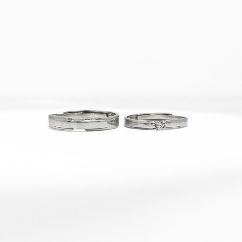 Sterling Silver Minimal Couple Silver Ring - Anjoriya Jewels