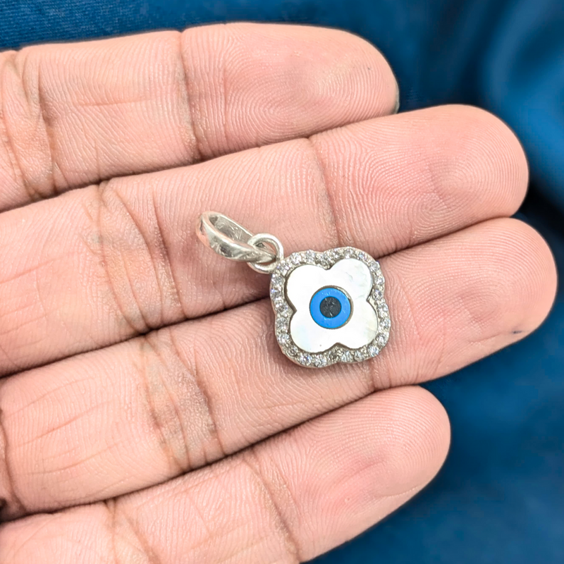 Evil Eye 925 Sterling Silver Clover Pendant - Anjoriya Jewels