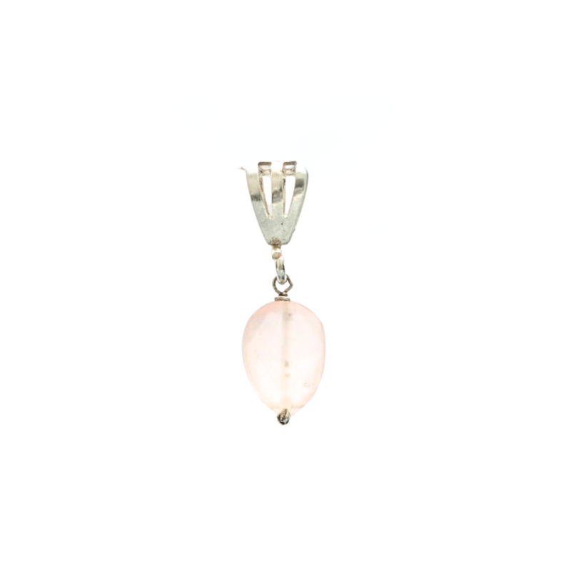 Rose Quartz Drop Sterling Silver Pendant - Anjoriya Jewels