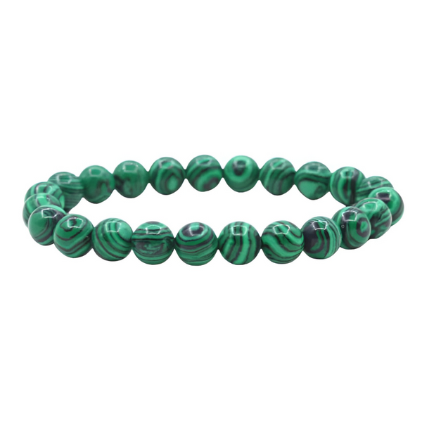 Malachite Beads Crystal Bracelet, 8-MM Beads- Hand Beaded Stone Wear Girls, Boys, Men & Women - Positive Energy Stones, Fashion & Everyday Wear - Anjoriya Jewels