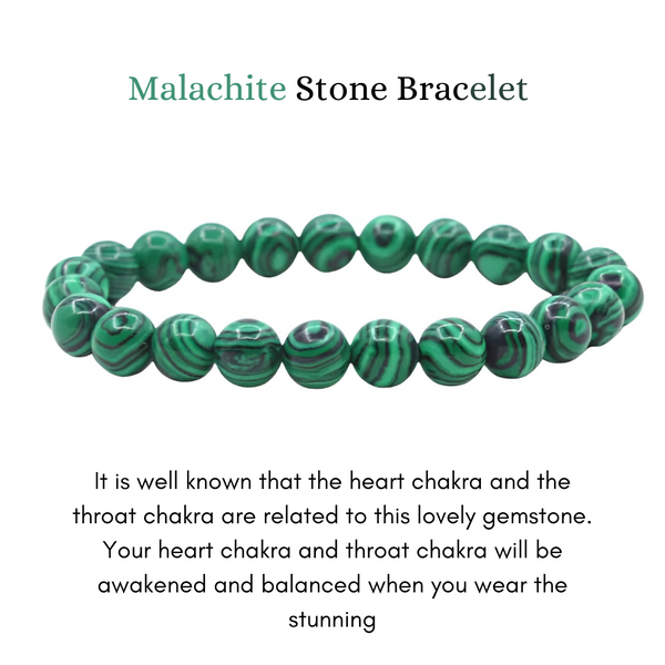 Malachite Beads Crystal Bracelet, 8-MM Beads- Hand Beaded Stone Wear Girls, Boys, Men & Women - Positive Energy Stones, Fashion & Everyday Wear - Anjoriya Jewels