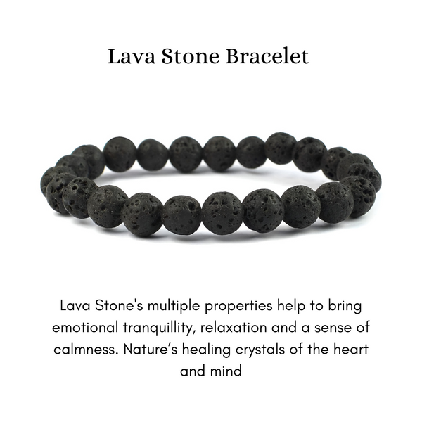 Lava Beads Crystal Bracelet, 8-MM Beads- Hand Beaded Stone Wear Girls, Boys, Men & Women - Positive Energy Stones, Fashion & Everyday Wear