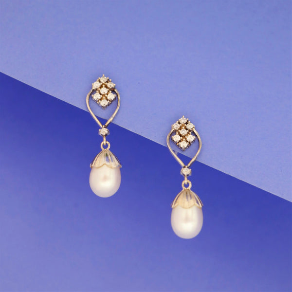 Pearl Moissanite Sterling Silver Drop Earring - Anjoriya Jewels