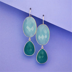 Green Onyx Chalcedony Sterling Silver Earring - Anjoriya Jewels