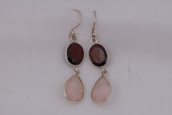 ROSE QUARTZ GARNET PEAR  EARRING - Anjoriya Jewels