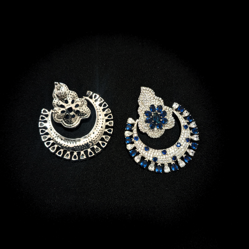 Blue Sapphire Chand Bali Earrings - Anjoriya Jewels