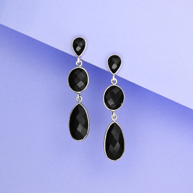 Black Onyx Pear drop Earring - Anjoriya Jewels