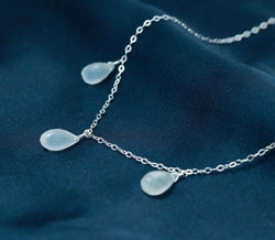 White Moonstone Drop Sterling Silver Necklace - Anjoriya Jewels