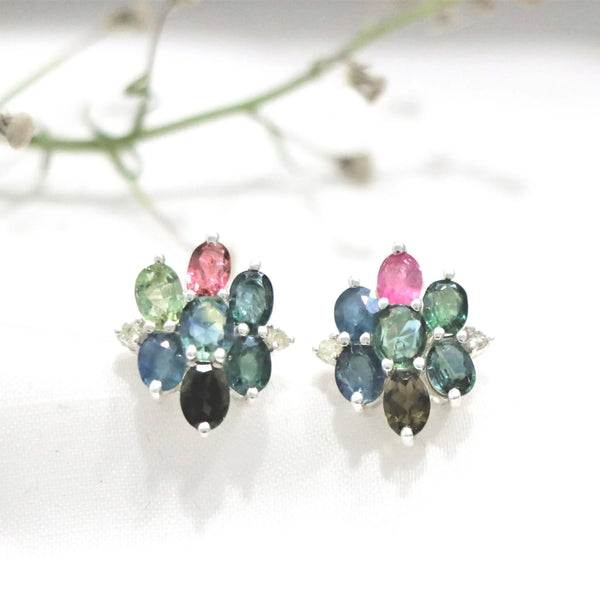 Multi Tourmaline Sterling Silver Oval Tops - Anjoriya Jewels