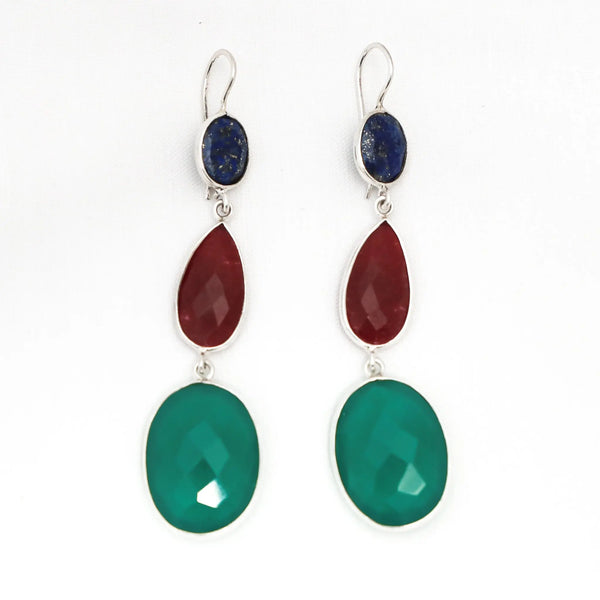 Multistone Oval Drop Earring - Anjoriya Jewels