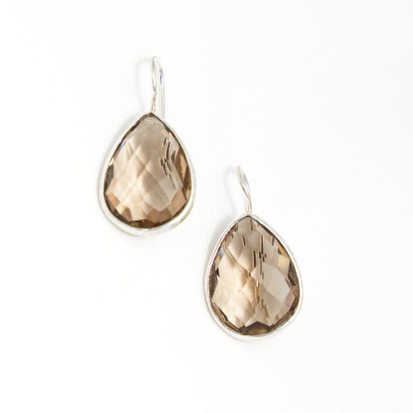 Smoky Topaz Teardrop Pear Earrings - Anjoriya Jewels