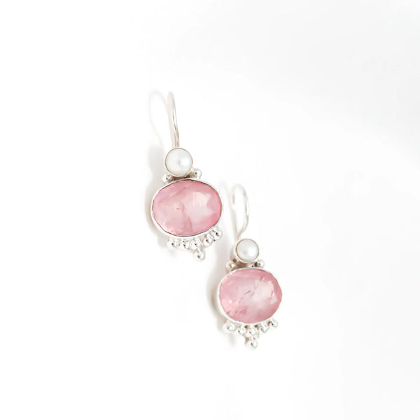 Rose Quartz Oval Earring - Anjoriya Jewels