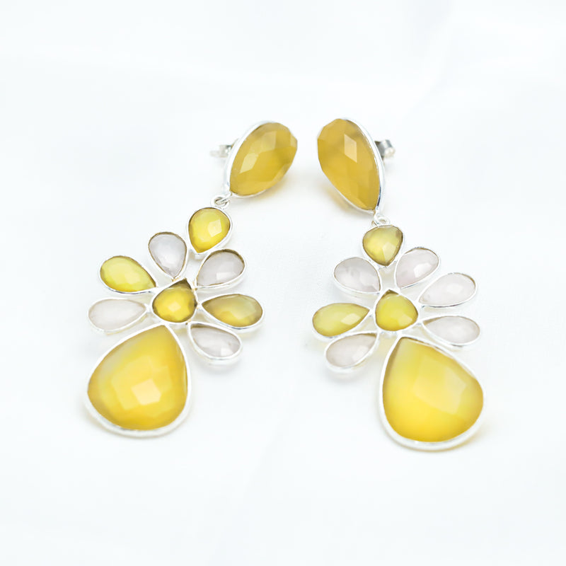 Lemon Topaz Floral Sterling Silver Earring
