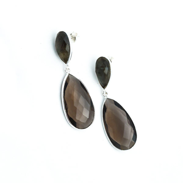 Smoky Quartz Pear drop Earring - Anjoriya Jewels