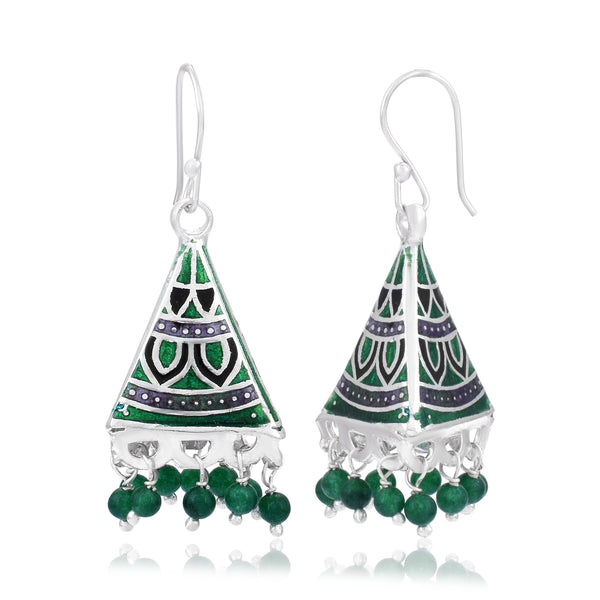 Multicolor Silver Meenakari Jhumki Earrings - Anjoriya Jewels