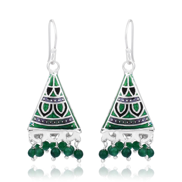 Multicolor Silver Meenakari Jhumki Earrings - Anjoriya Jewels