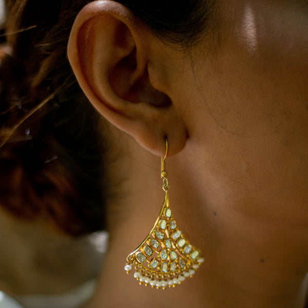 Polki Hanging Ear Ring - Anjoriya Jewels